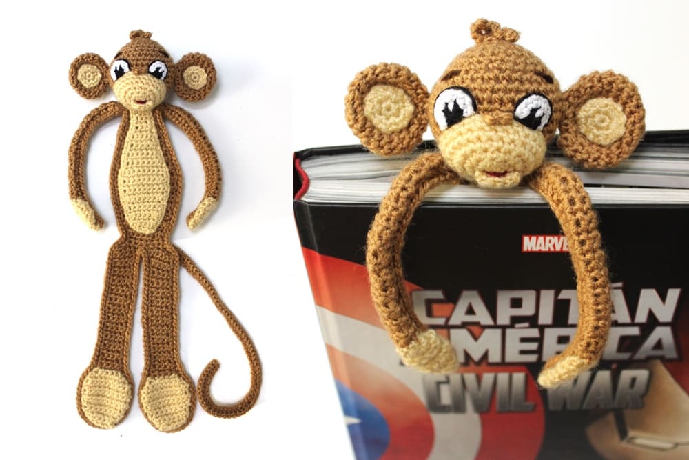 Little Monkey Bookmark free amigurumi pattern - Sueños Blanditos Little Monkey Bookmark free amigurumi pattern - Sueños Blanditos