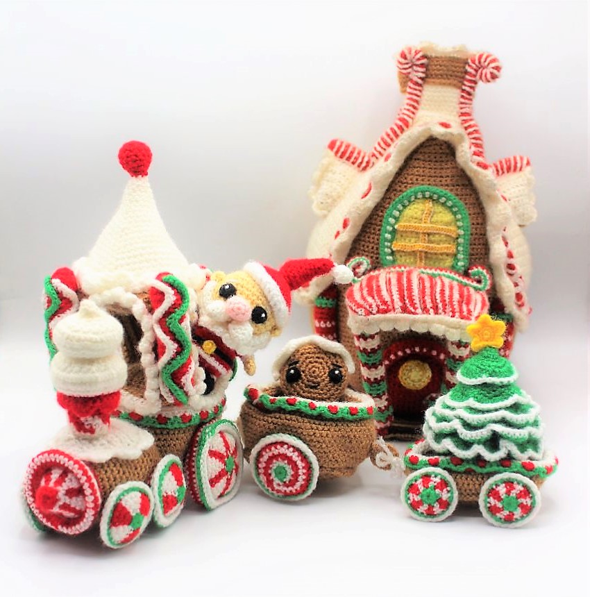Gingerbread Train and House amigurumi patterns