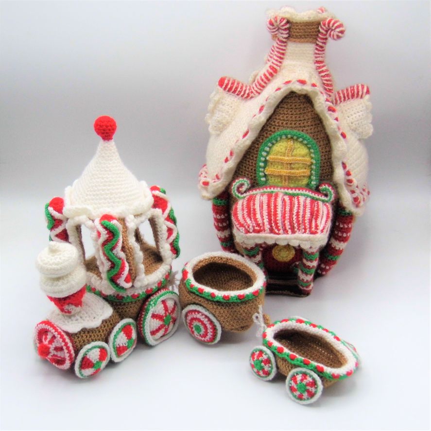 Gingerbread Train and House amigurumi patterns