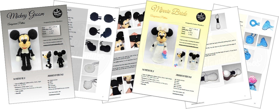 Mickey groom & Minnie bride amigurumi patterns