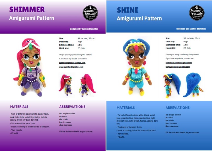 Shimmer and Shine Amigurumi Patterns